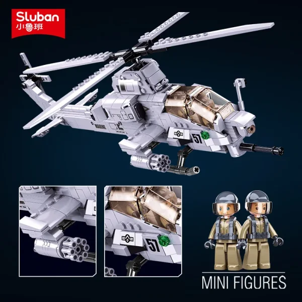 482PCS Air Force Aviation AH-1Z VIPER Aircraft Plane Helicopter Gunship Building Blocks War Weapon Bricks Brinquedos Boys Toys